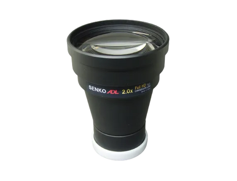 Camera lens with 'Senko' branding on a white background