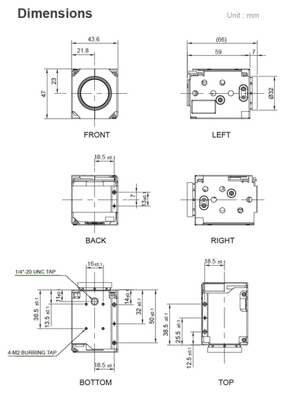 WONWOO MC-G105 Camera Module, 3MP 1080p60, 1/3.1" Sony CMOS, 10x Optical Zoom, LVDS/CVBS Output, VISCA & Pelco Control